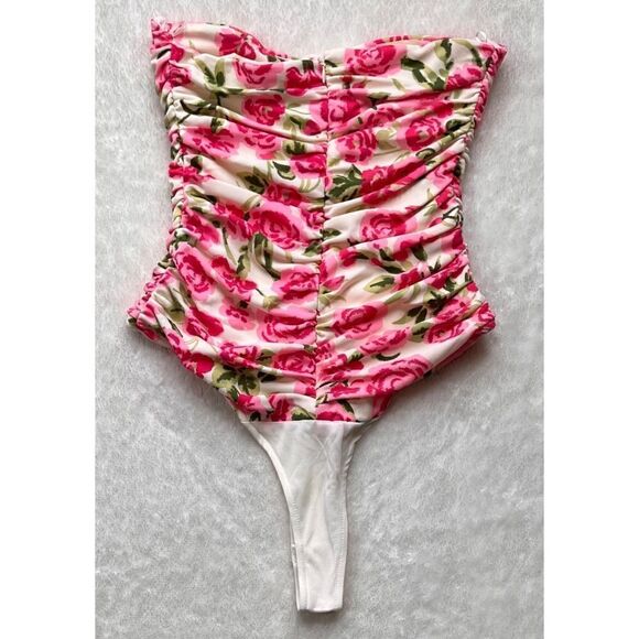 NWT Zara Blogger’s Favorite Floral Draped Sweetheart Neckline Strapless Bodysuit - Picture 13 of 16